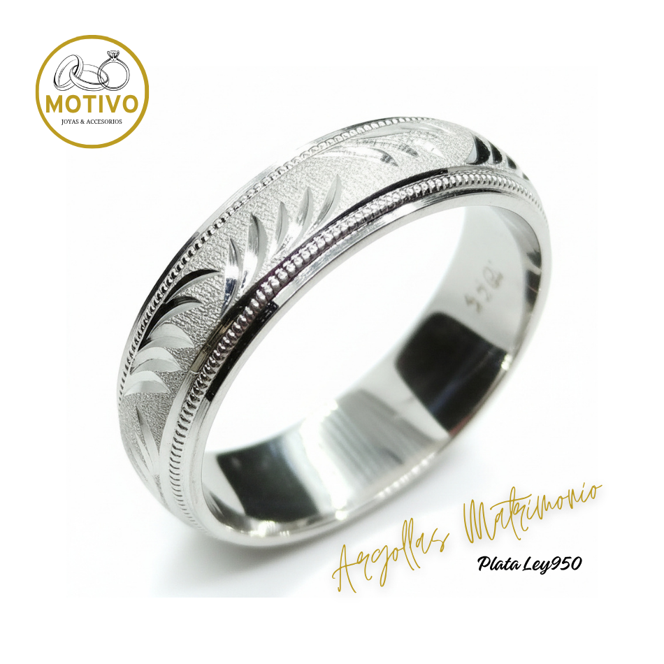 Argollas Matrimonio en Plata ley950 diseño Palma 🌴