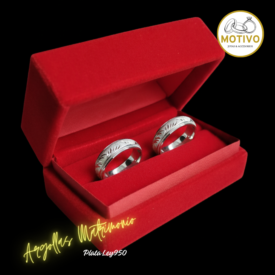 Argollas Matrimonio en Plata ley950 diseño Palma 🌴