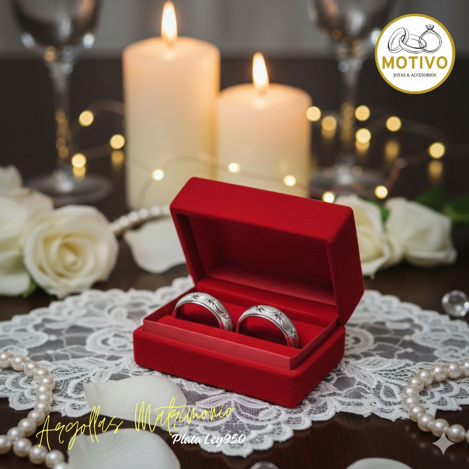 Argollas Matrimonio en Plata ley950 diseño Cometa ☄