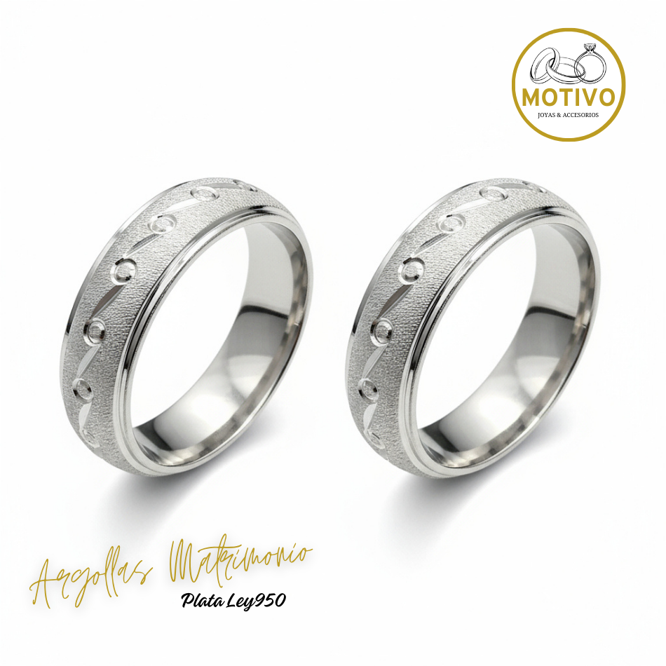 Argollas Matrimonio en Plata ley950 diseño Nota 🎵