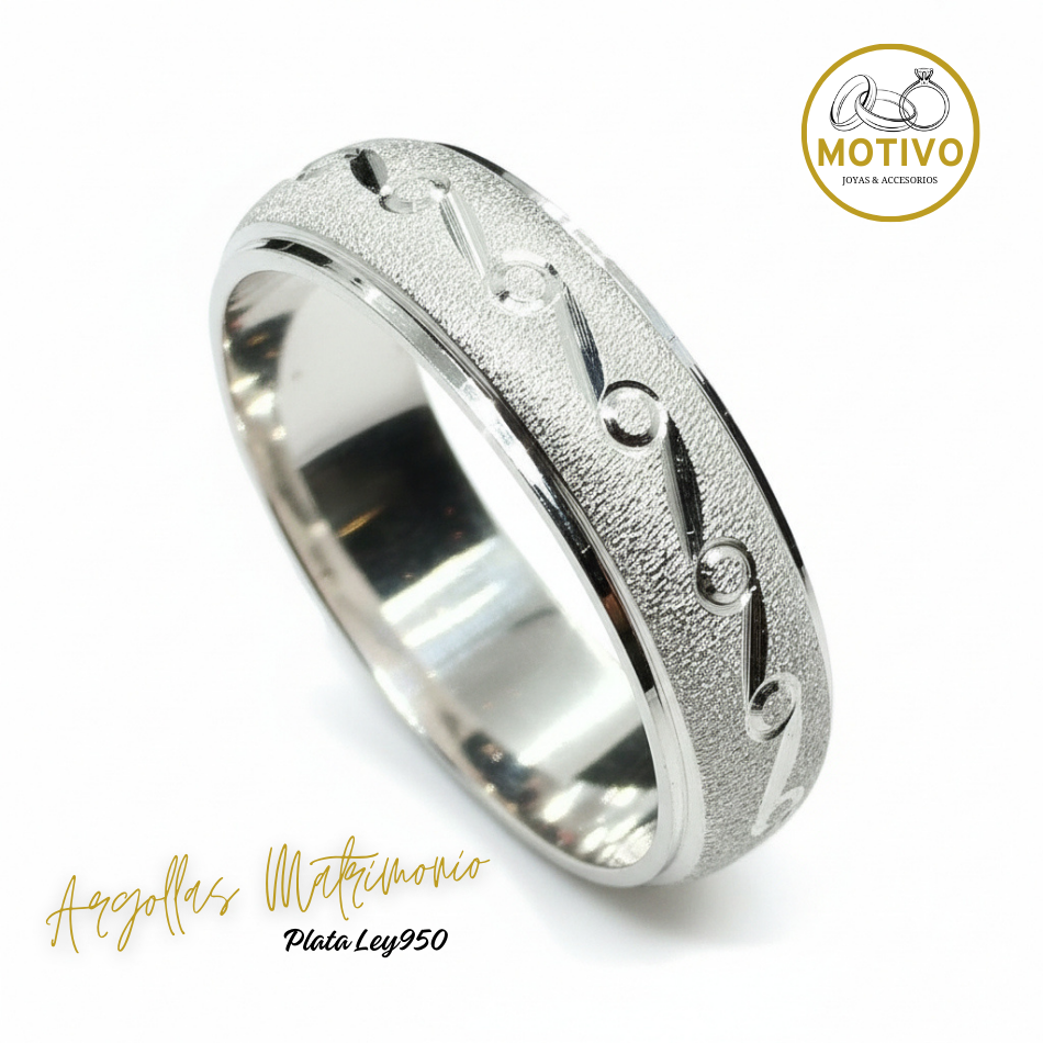 Argollas Matrimonio en Plata ley950 diseño Nota 🎵
