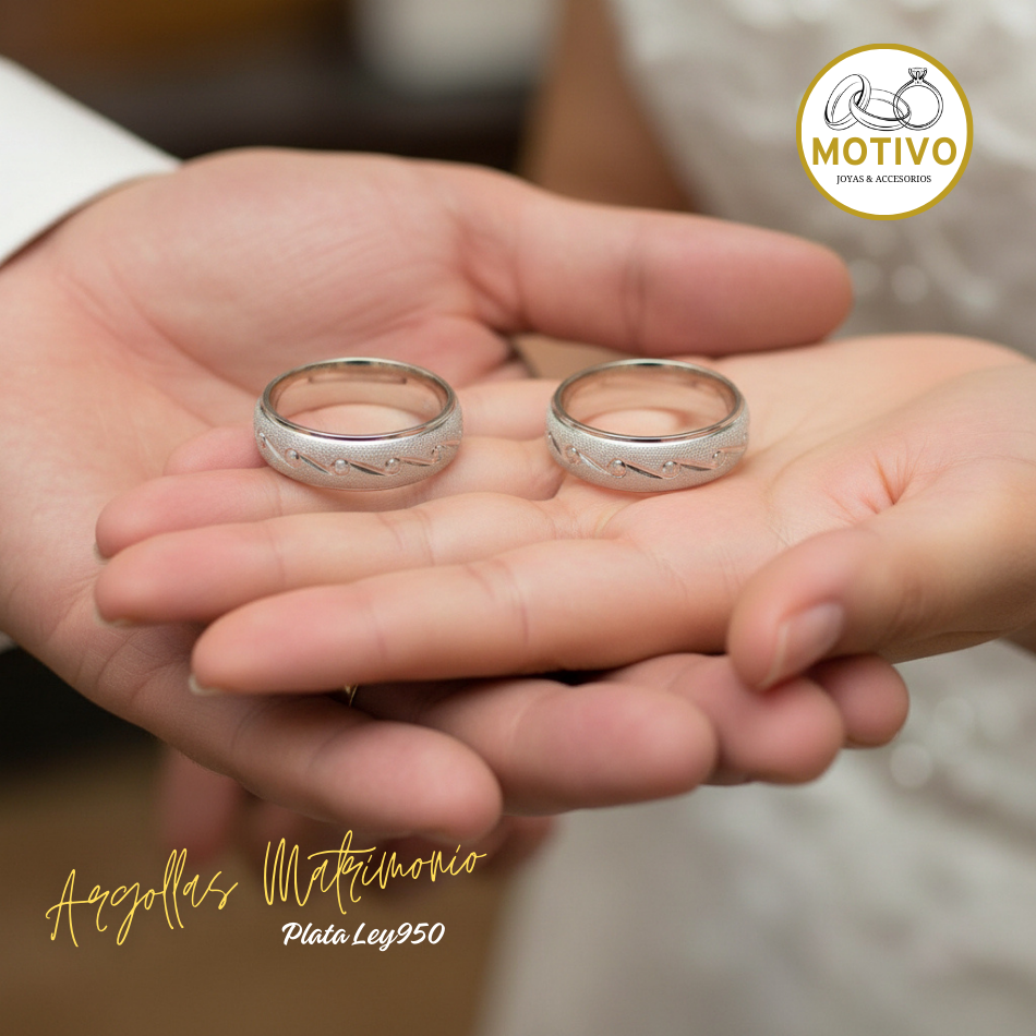 Argollas Matrimonio en Plata ley950 diseño Nota 🎵