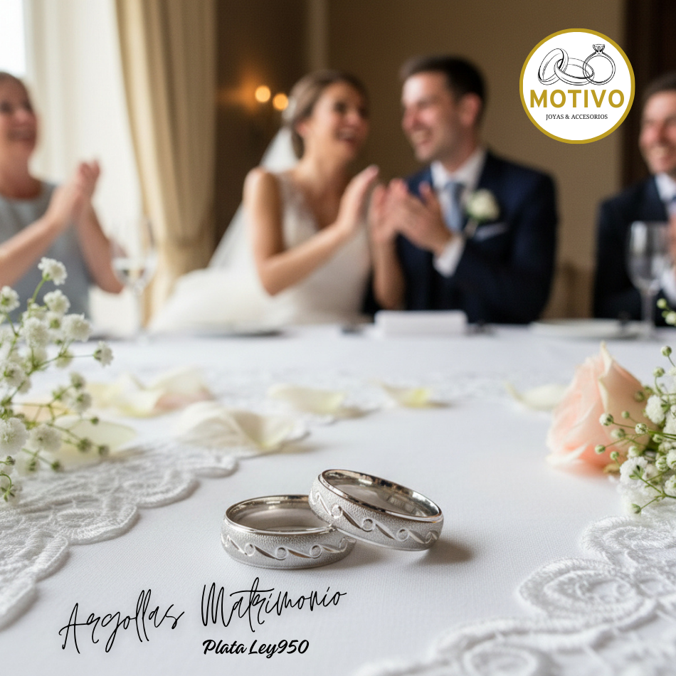 Argollas Matrimonio en Plata ley950 diseño Nota 🎵