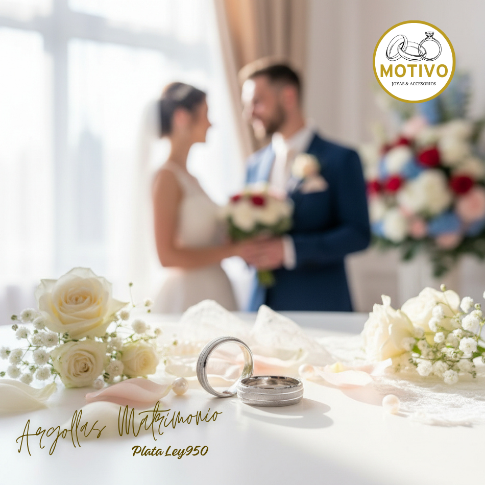 Argollas Matrimonio en Plata ley950 diseño Saturno