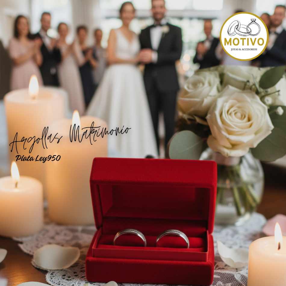 Argollas Matrimonio en Plata ley950 diseño Saturno
