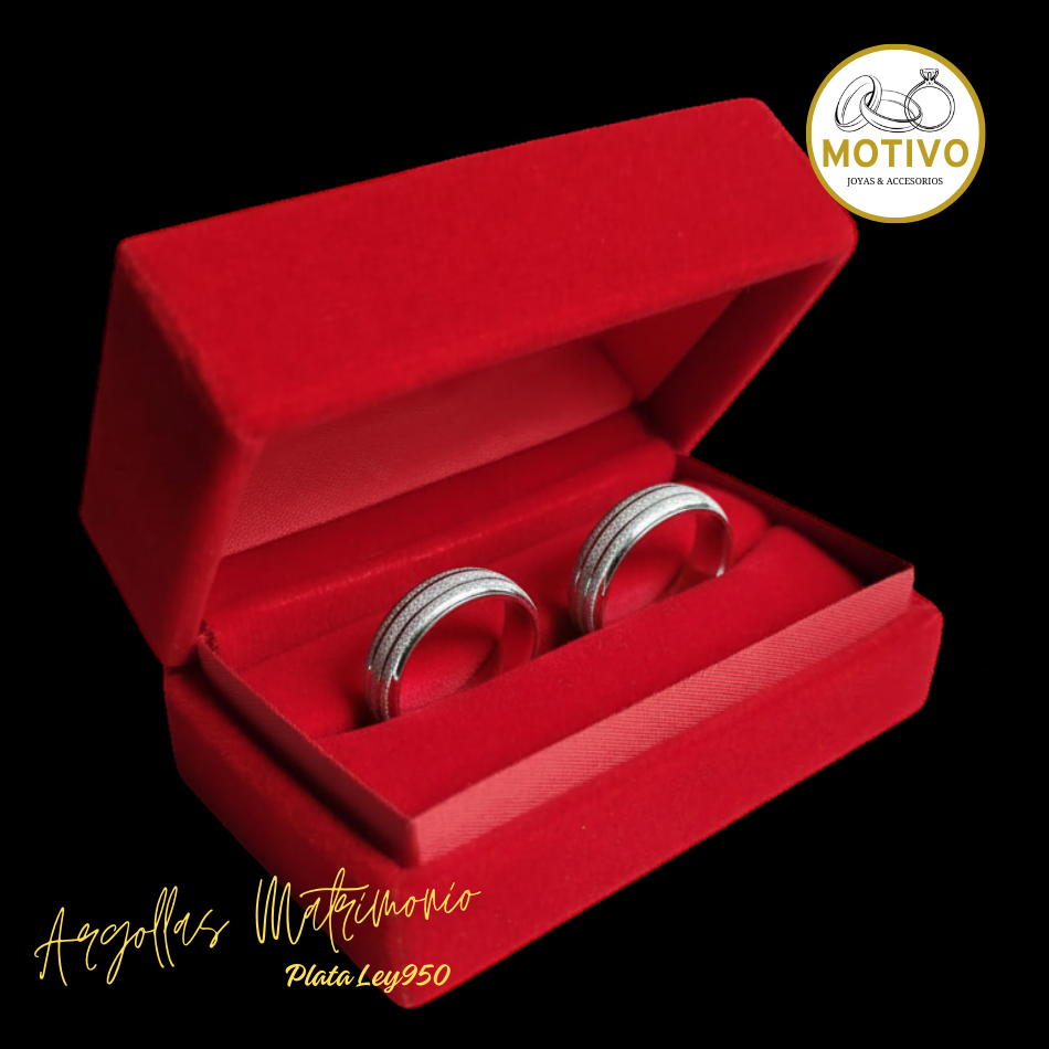 Argollas Matrimonio en Plata ley950 diseño Saturno