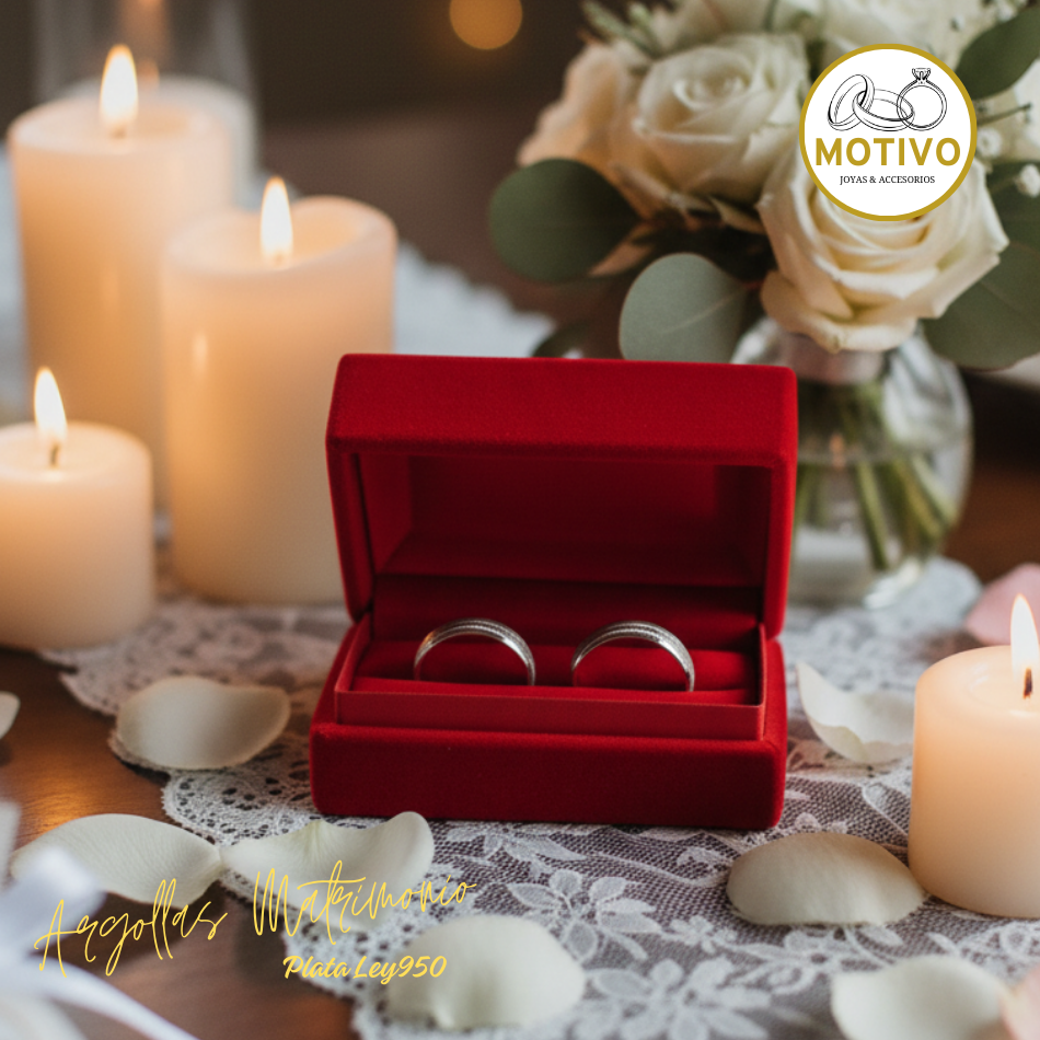 Argollas Matrimonio en Plata ley950 diseño Saturno