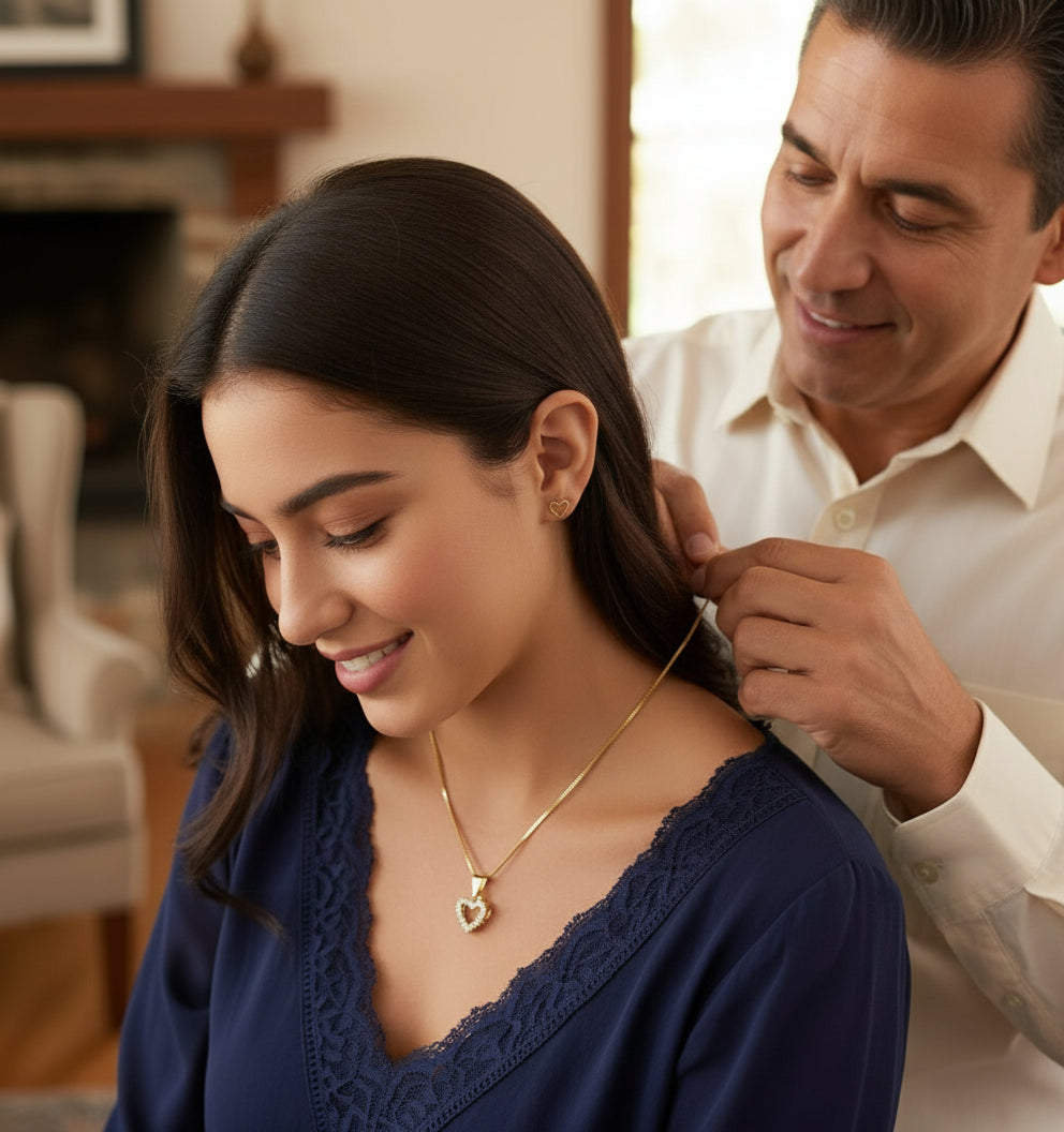 Set Corazón Love en Oro laminado de 18 kilates