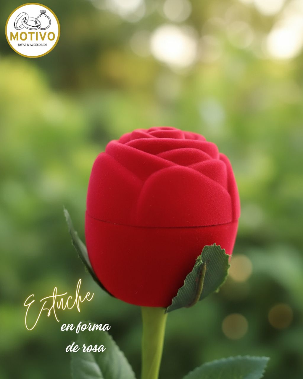 Anillo para compromiso en plata 925 con estuche en forma de rosa🌹 Ref A1