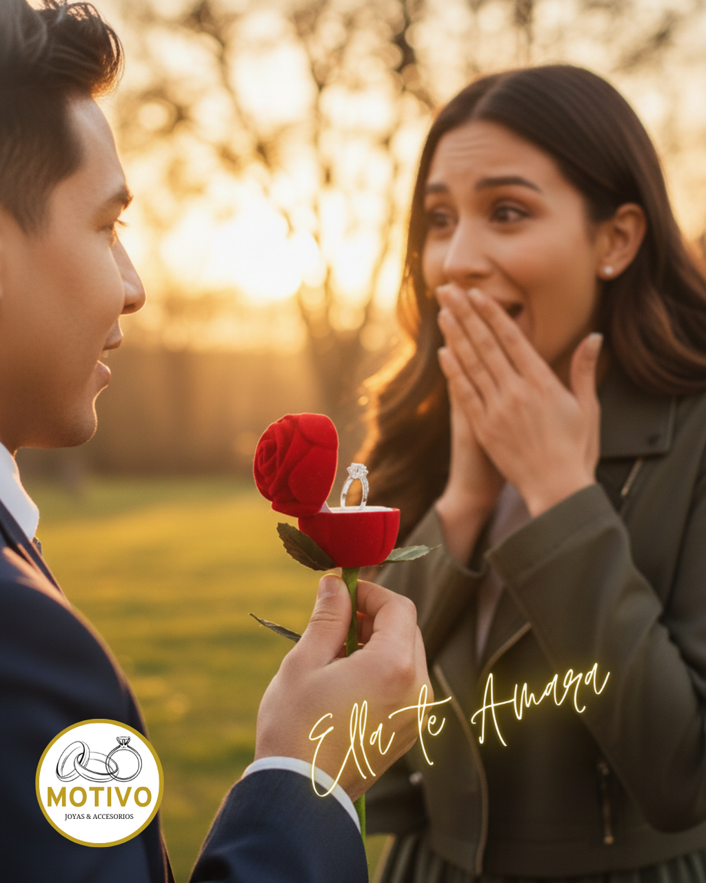 Anillo para compromiso en plata 925 con estuche en forma de rosa🌹 Ref A1