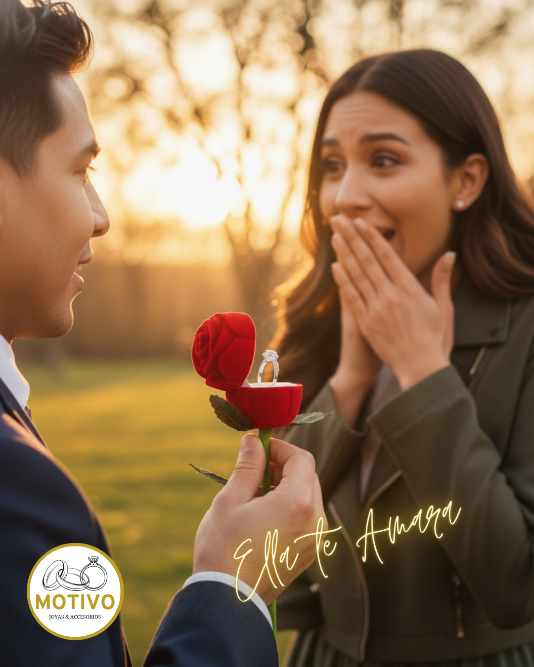 Anillo para compromiso en plata 925 con estuche en forma de rosa🌹 Ref A1