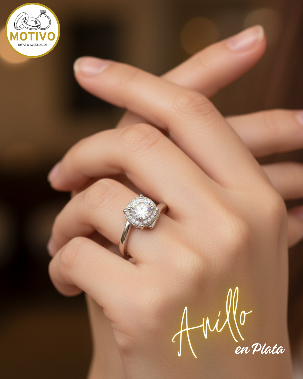 Anillo para compromiso en plata 925 con estuche en forma de rosa🌹 Ref A1