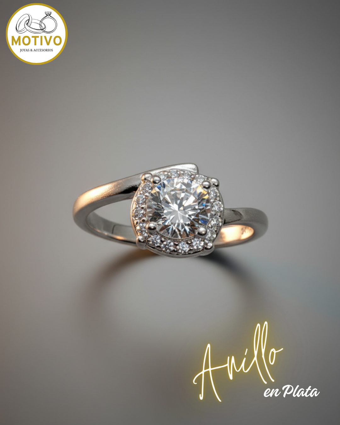 Anillo para compromiso en plata 925 con estuche en forma de rosa🌹 Ref A1