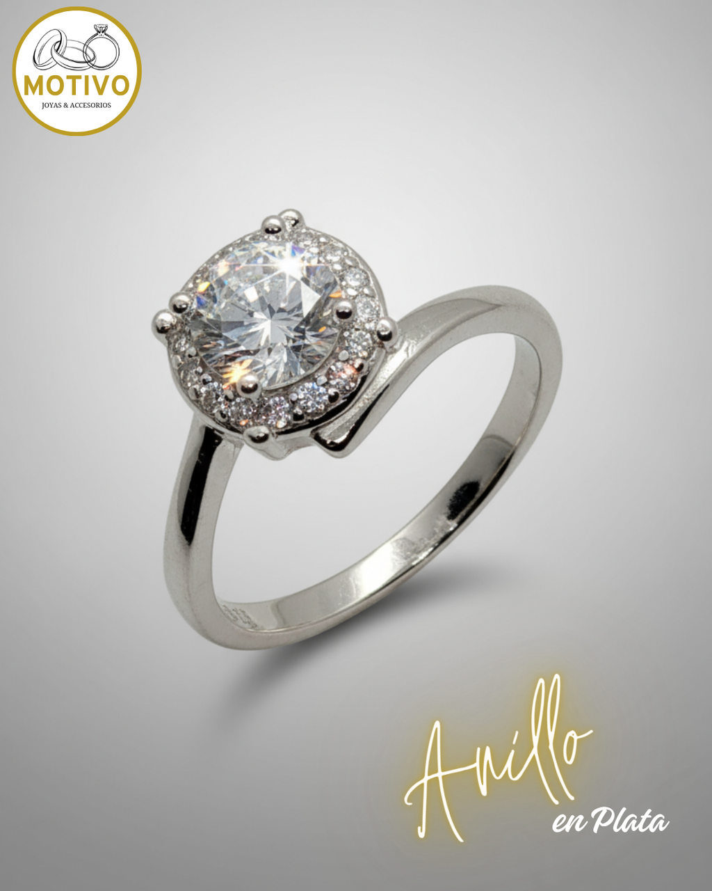 Anillo para compromiso en plata 925 con estuche en forma de rosa🌹 Ref A1