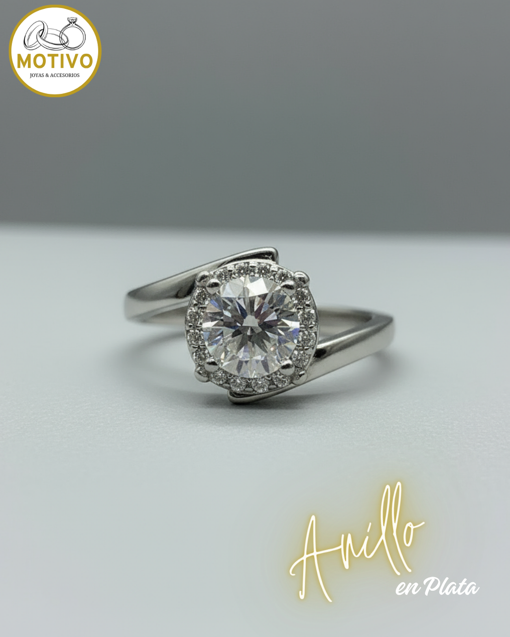 Anillo para compromiso en plata 925 con estuche en forma de rosa🌹 Ref A1