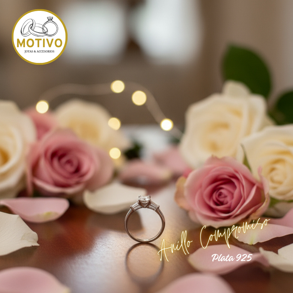 Anillo para compromiso en plata 925 con estuche en rosa🌹 Ref A2