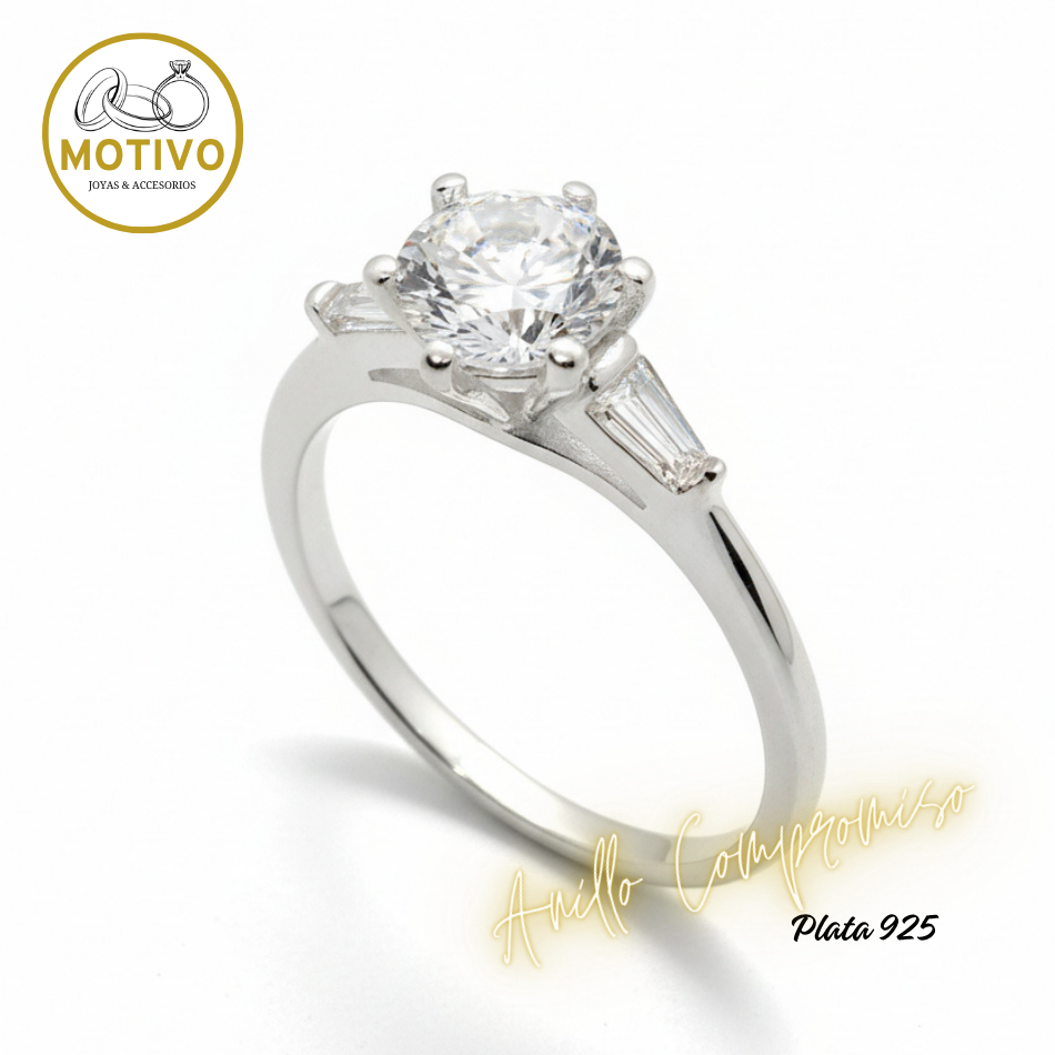 Anillo para compromiso en plata 925 con estuche en rosa🌹 Ref A2