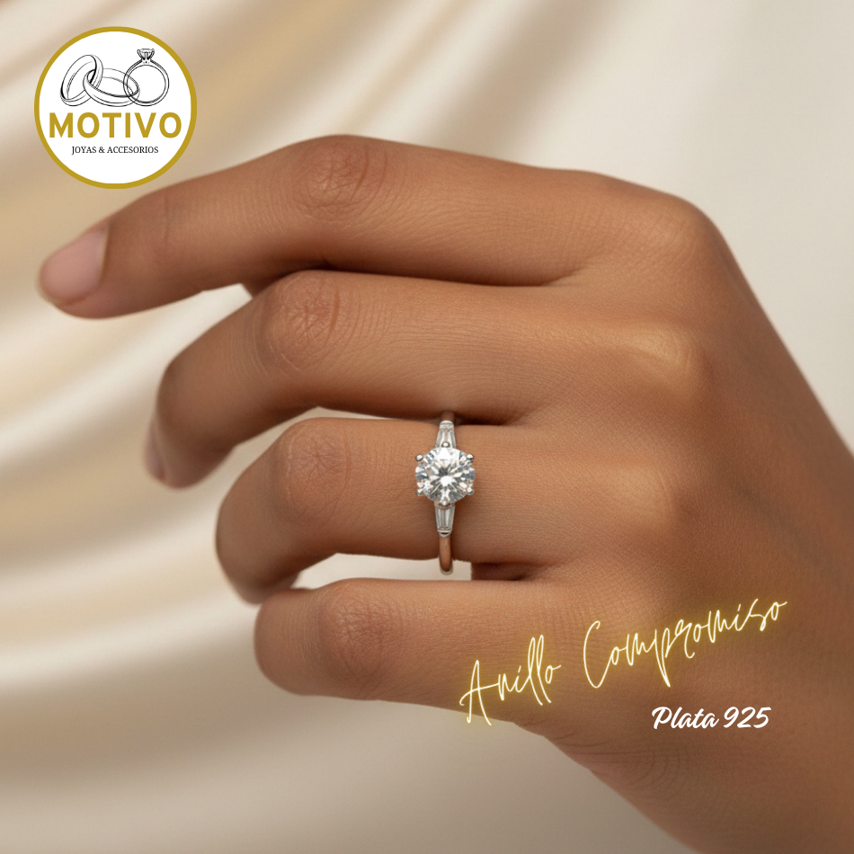 Anillo para compromiso en plata 925 con estuche en rosa🌹 Ref A2