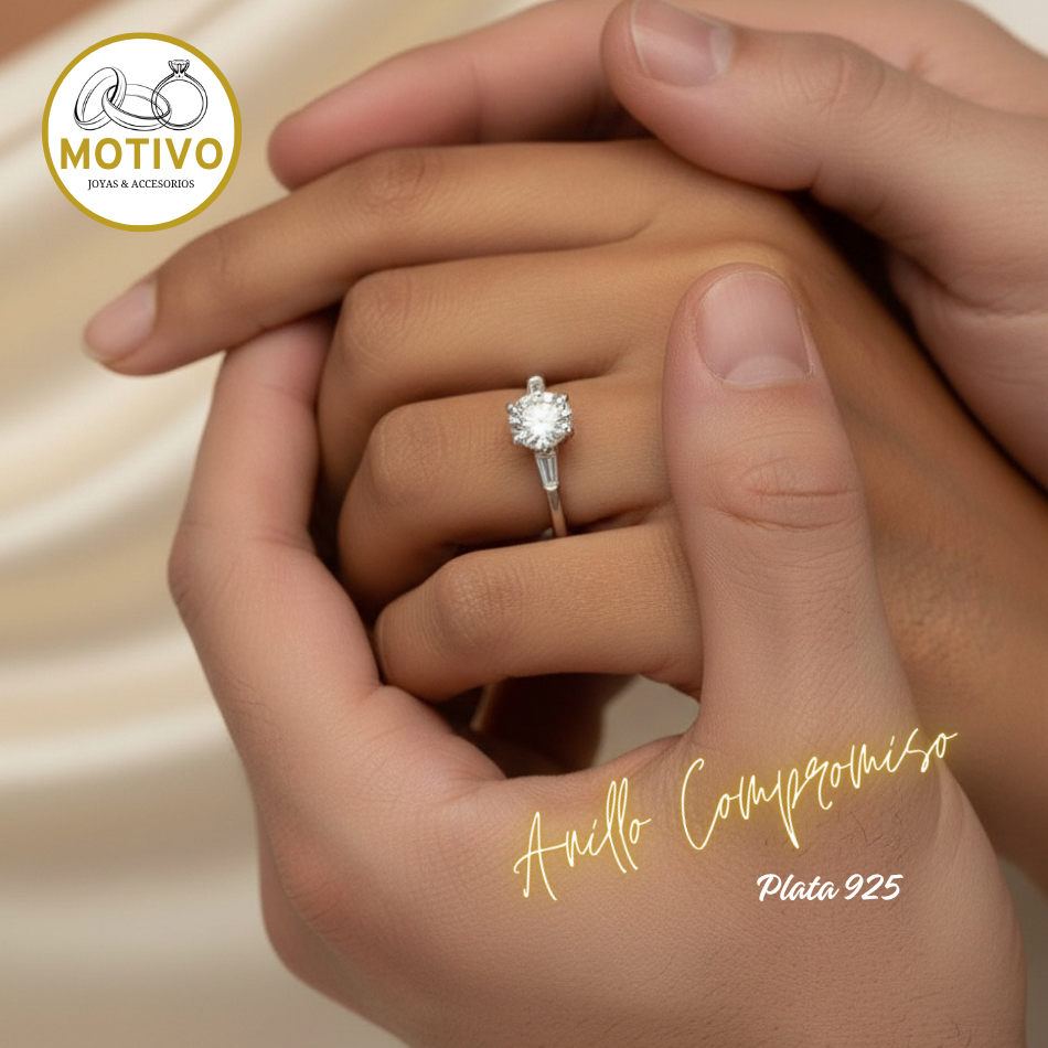 Anillo para compromiso en plata 925 con estuche en rosa🌹 Ref A2