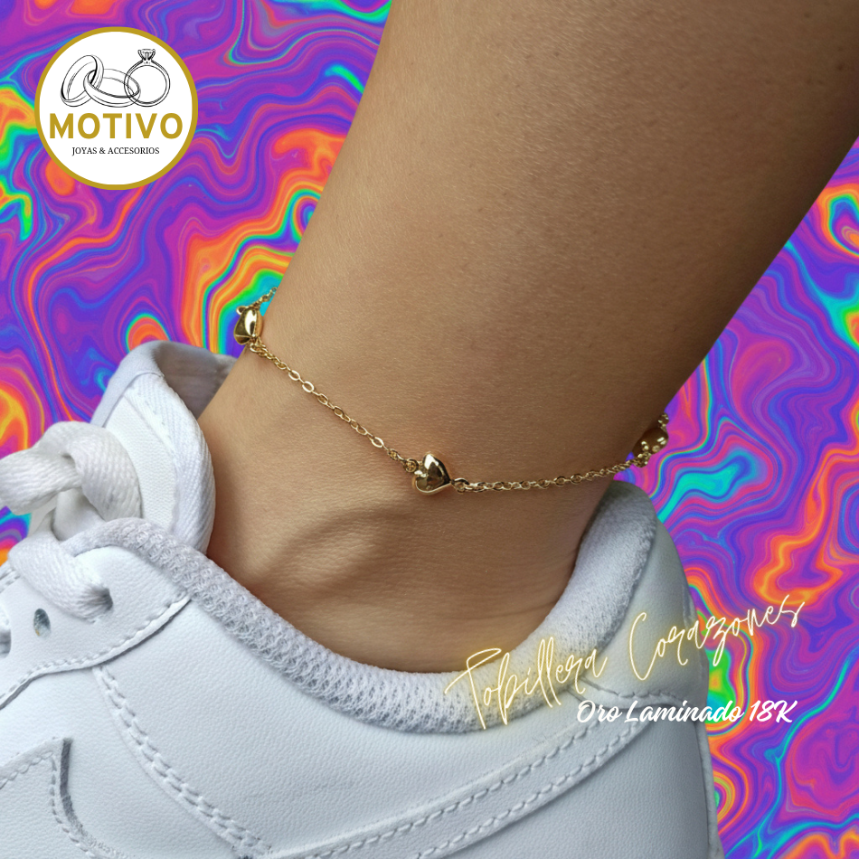 Tobillera Corazones Oro laminado 18K 💕