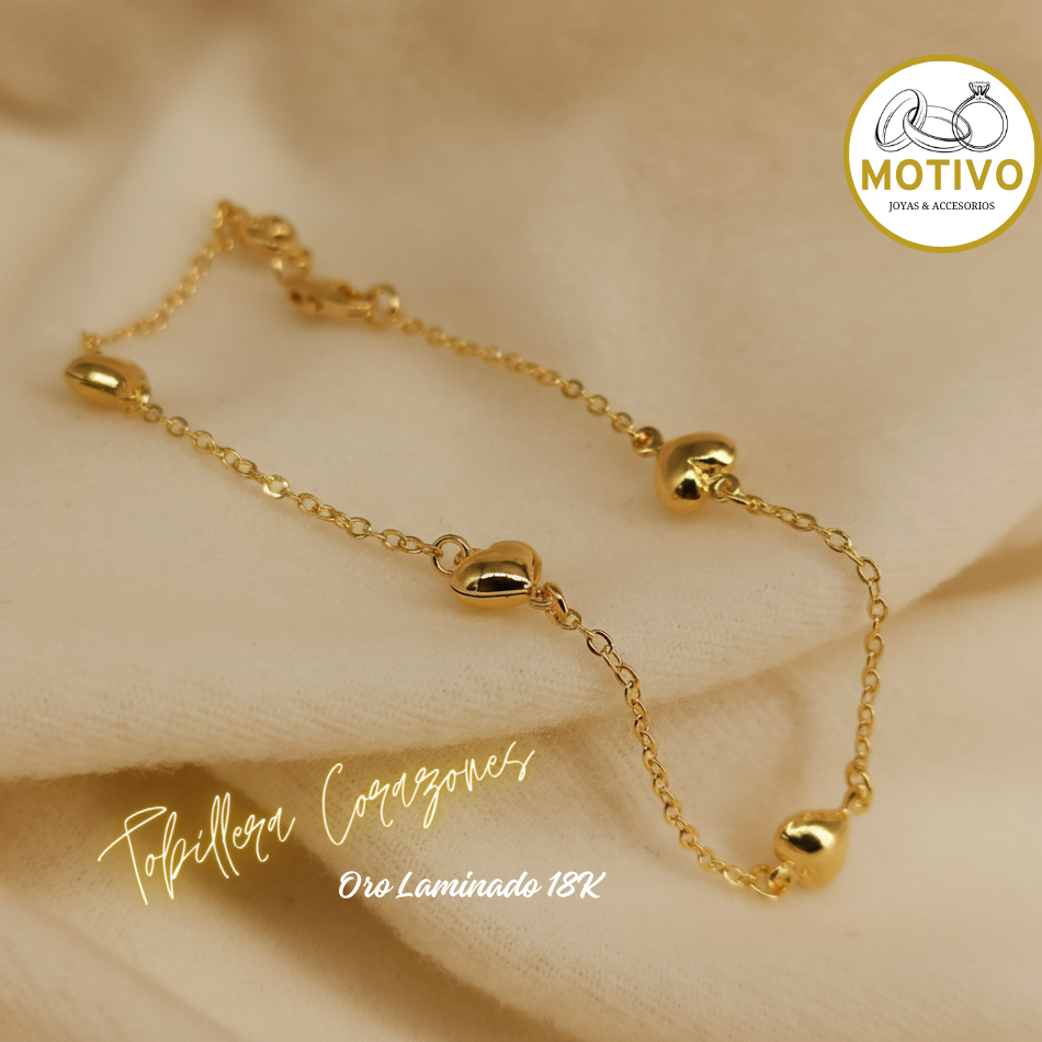 Tobillera Corazones Oro laminado 18K 💕