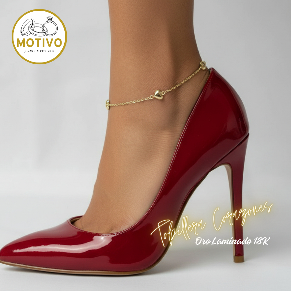 Tobillera Corazones Oro laminado 18K 💕