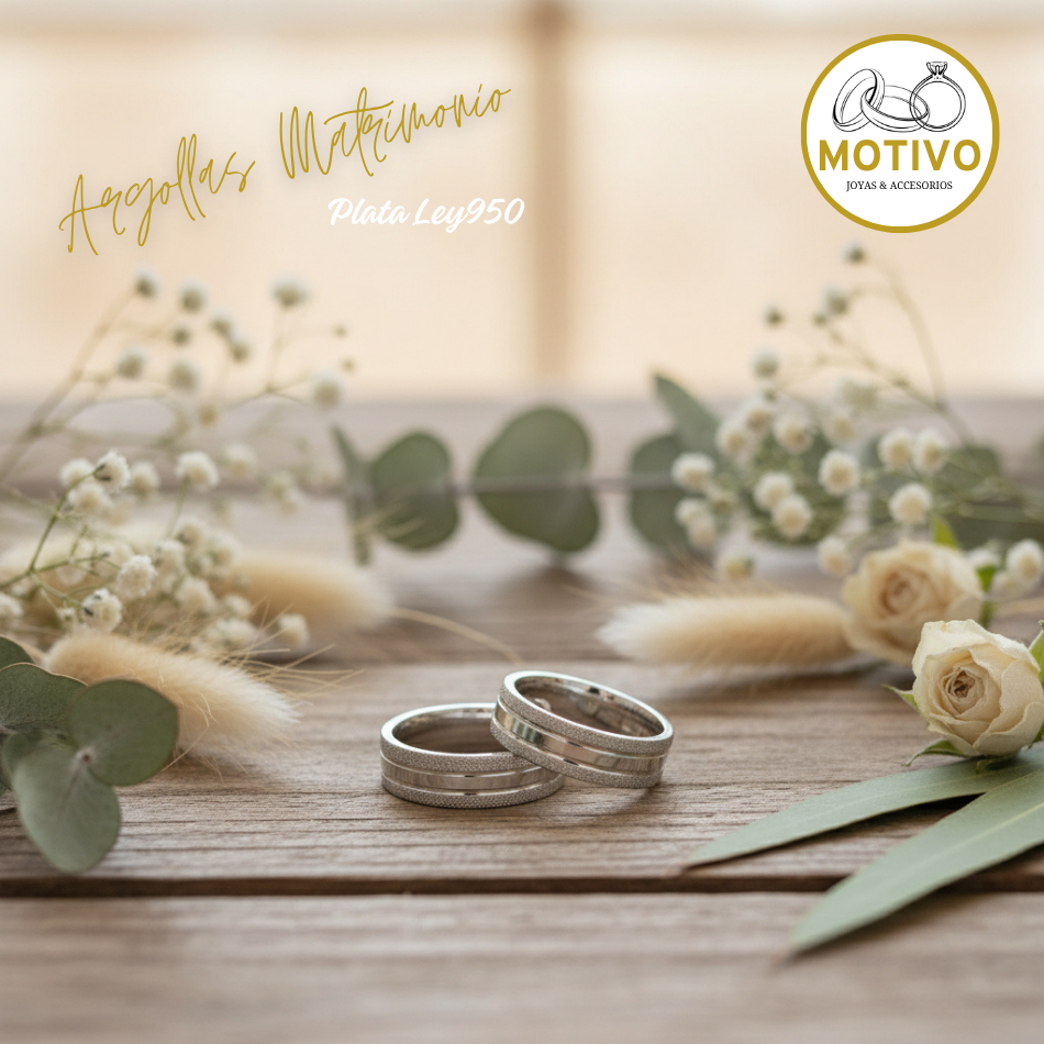 Argollas Matrimonio en Plata ley950 diseño Clásico 🙏