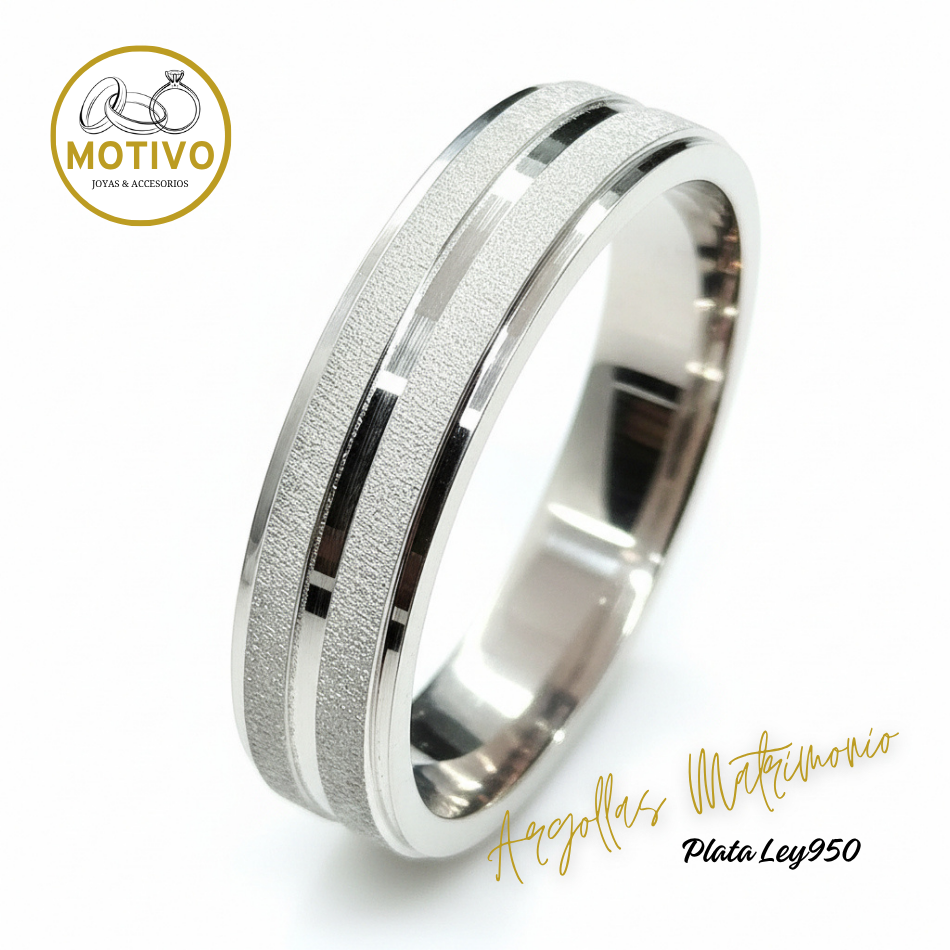 Argollas Matrimonio en Plata ley950 diseño Astra💥