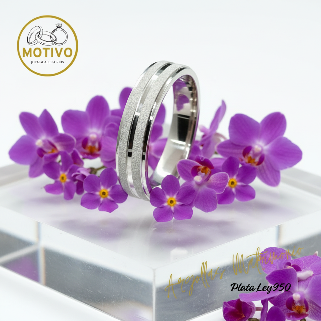 Argollas Matrimonio en Plata ley950 diseño Astra💥