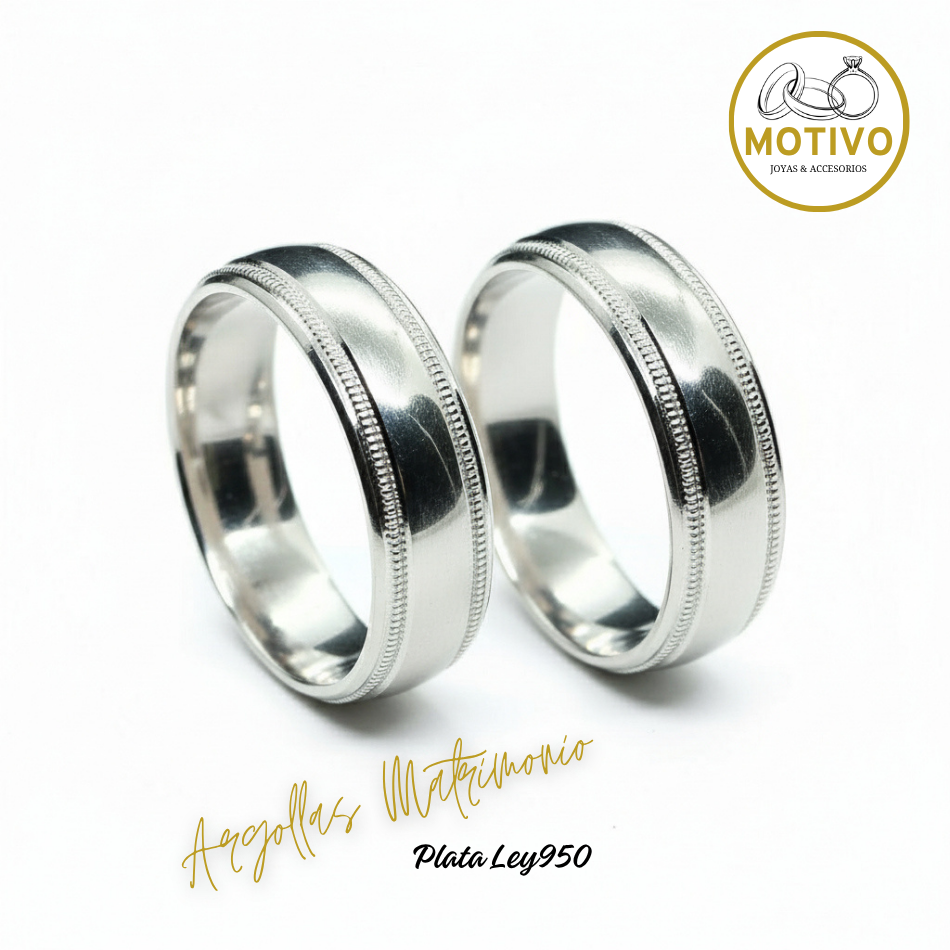 Argollas Matrimonio en Plata ley950 diseño Clásico Lisas 🎁