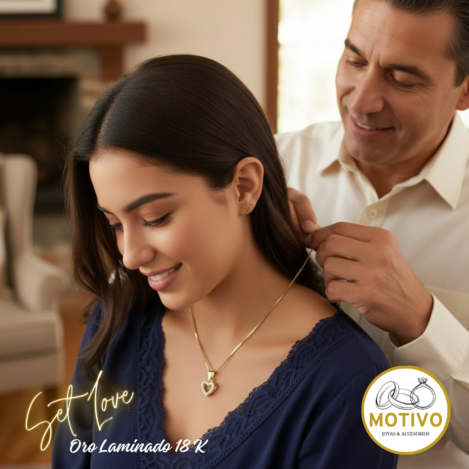 Set Corazón Love en Oro laminado de 18 kilates