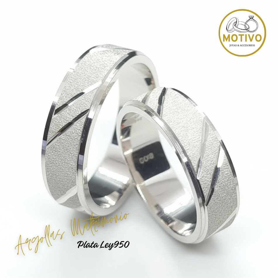 Argollas Matrimonio en Plata ley950 diseño Armonía 💕