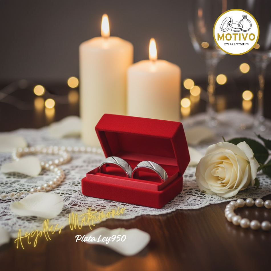 Argollas Matrimonio en Plata ley950 diseño Armonía 💕