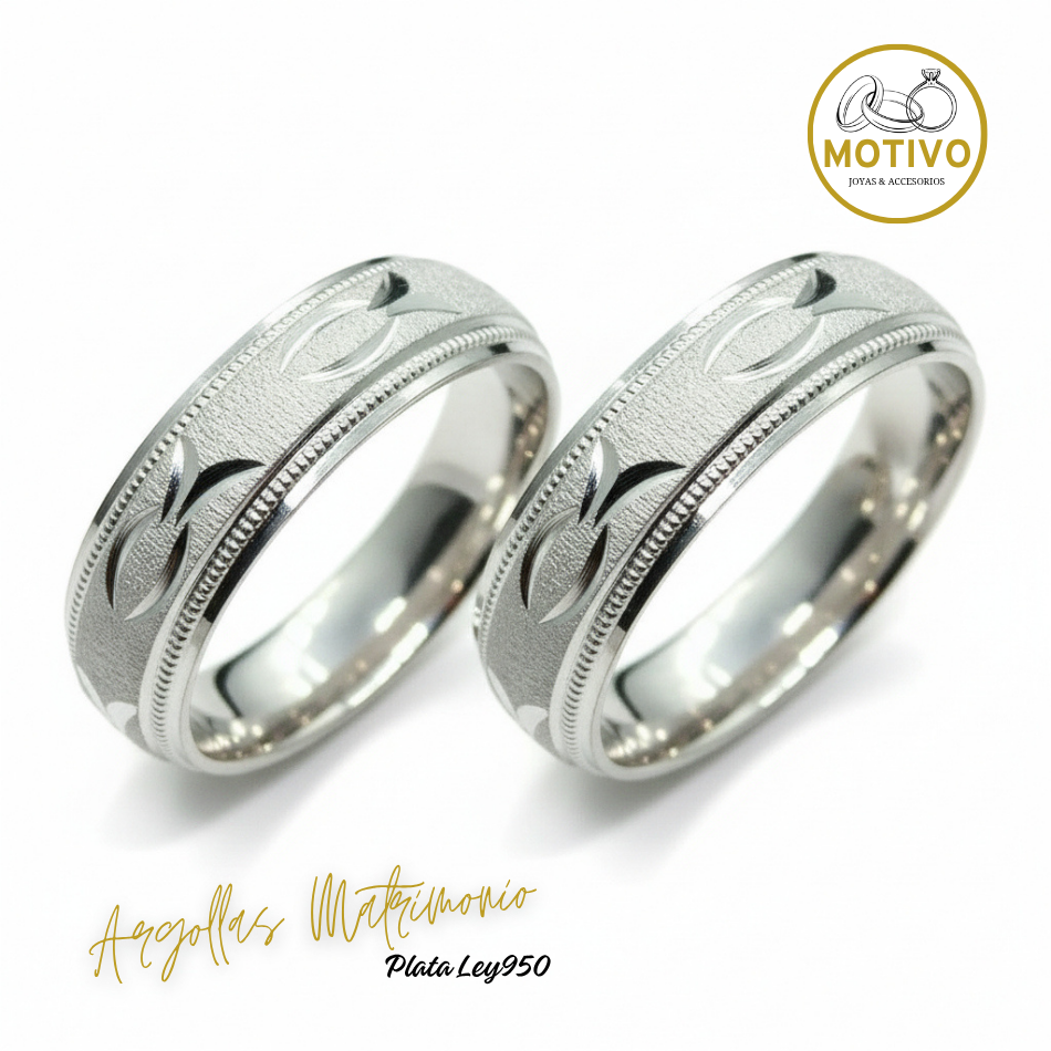 Argollas Matrimonio en Plata ley950 diseño Ictus 🐟