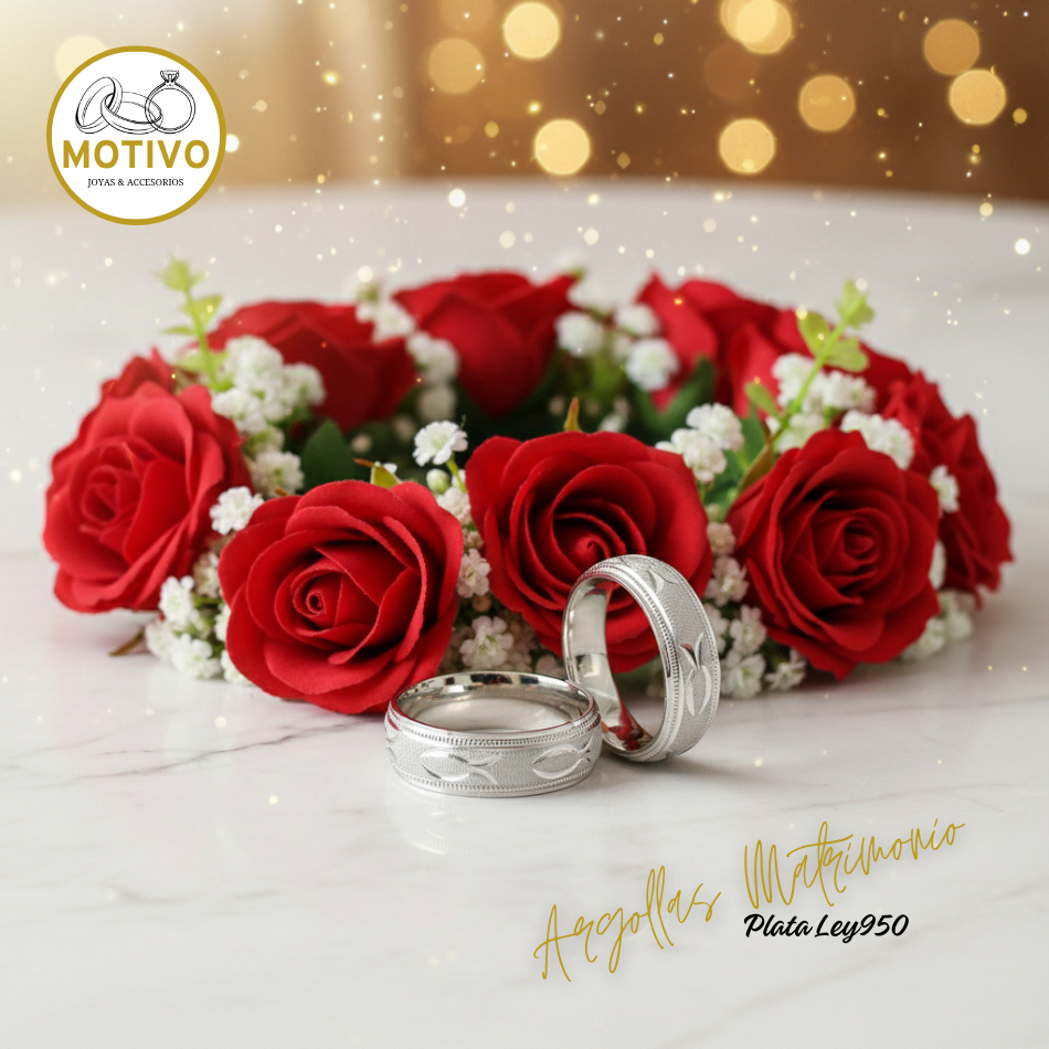 Argollas Matrimonio en Plata ley950 diseño Ictus 🐟