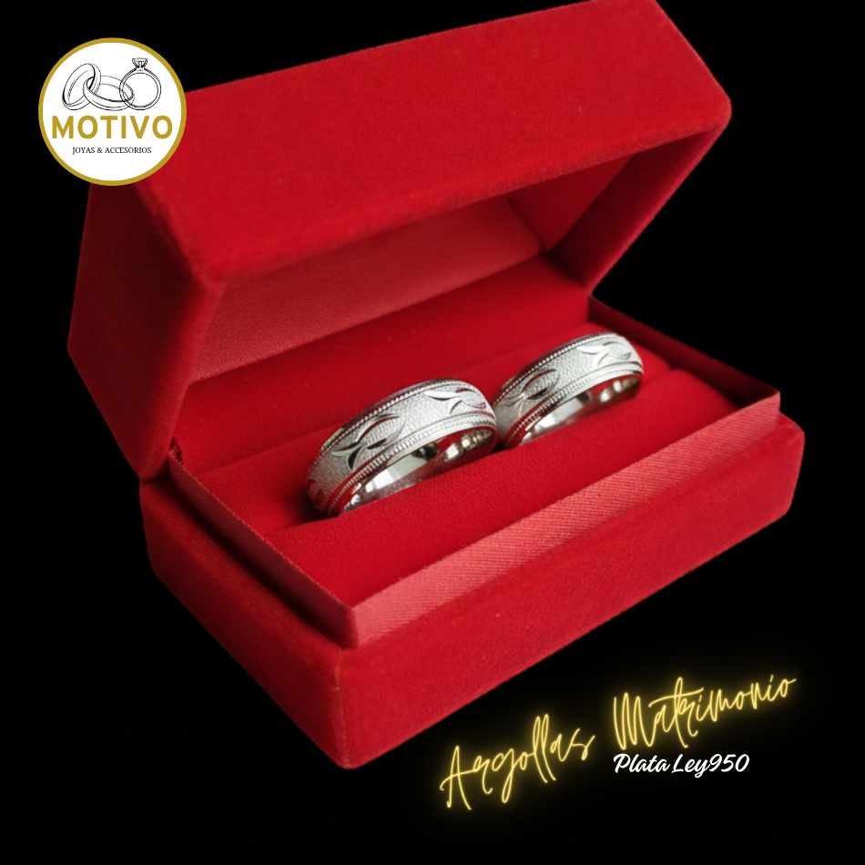 Argollas Matrimonio en Plata ley950 diseño Ictus 🐟