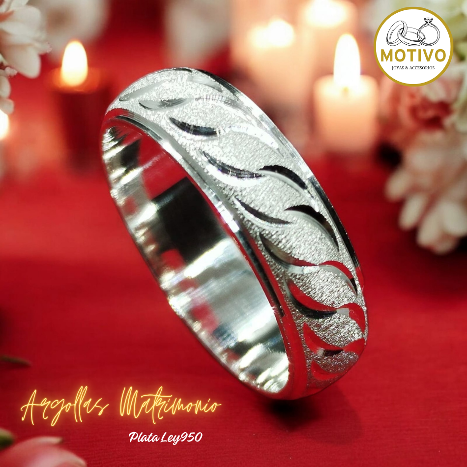 Argollas Matrimonio en Plata ley950 diseño olas 🌊