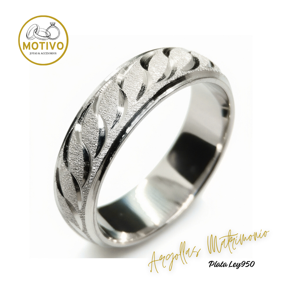 Argollas Matrimonio en Plata ley950 diseño olas 🌊