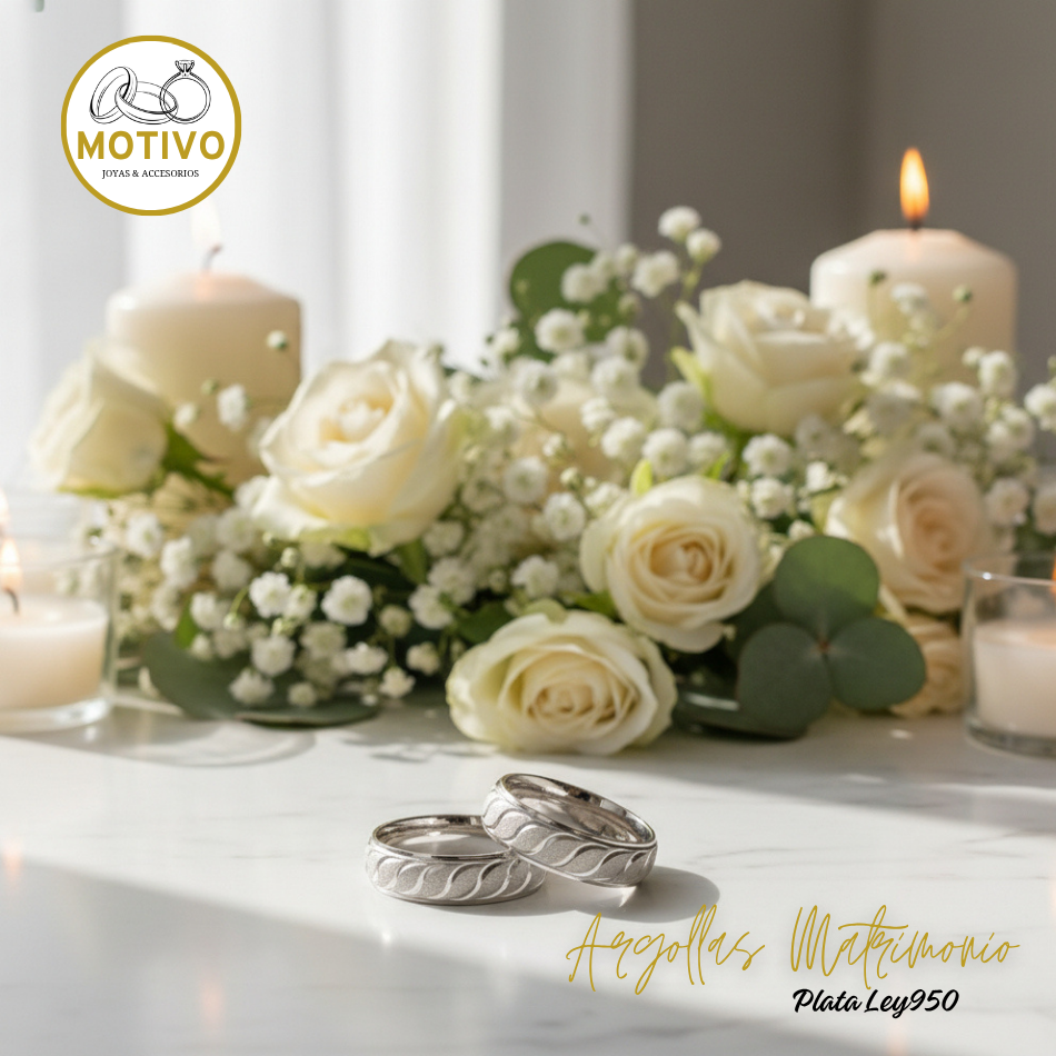 Argollas Matrimonio en Plata ley950 diseño olas 🌊