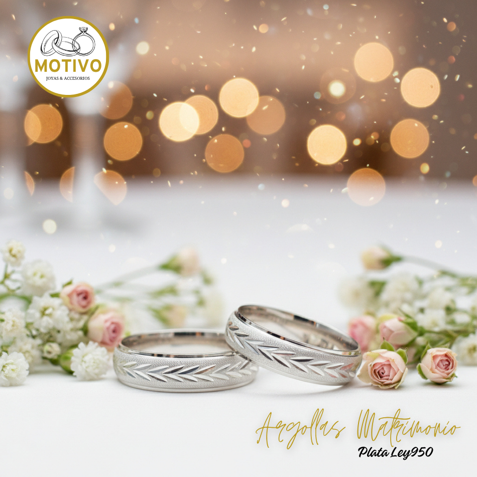 Argollas Matrimonio en Plata ley950 diseño espigas 🌾