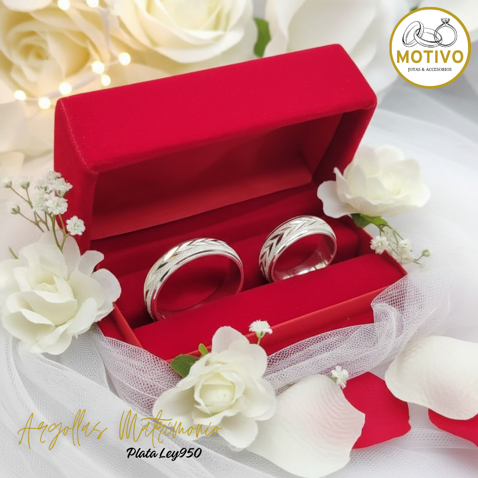 Argollas Matrimonio en Plata ley950 diseño espigas 🌾