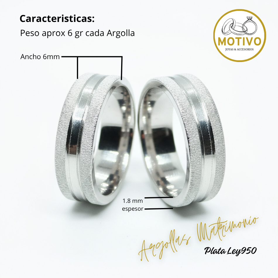 Argollas Matrimonio en Plata ley950 diseño Clásico 🙏