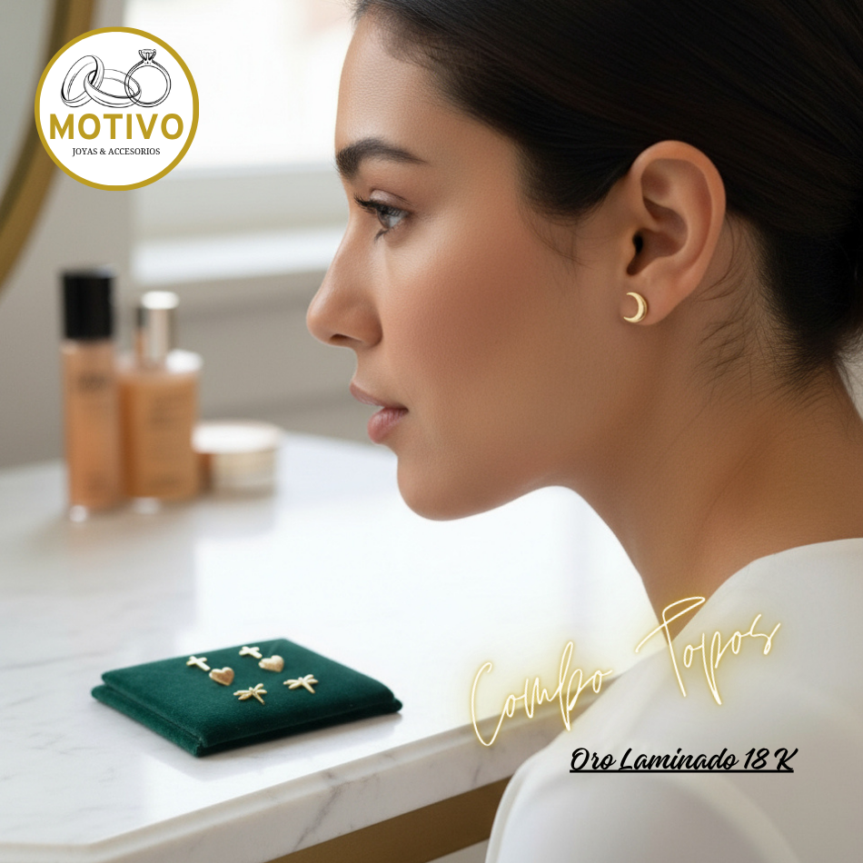 Conjunto 5 Topos diferentes Oro laminado 18 K🎁