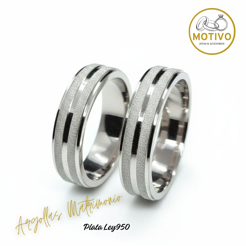 Argollas Matrimonio en Plata ley950 diseño Astra💥