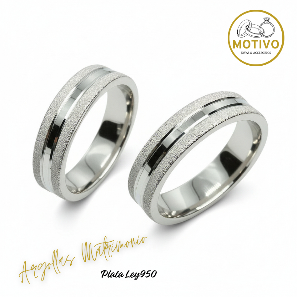Argollas Matrimonio en Plata ley950 diseño Clásico 🙏