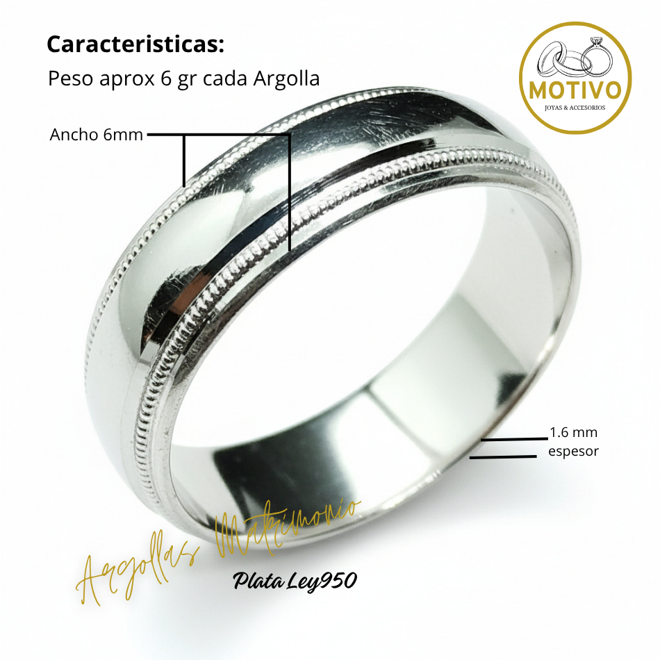 Argollas Matrimonio en Plata ley950 diseño Clásico Lisas 🎁