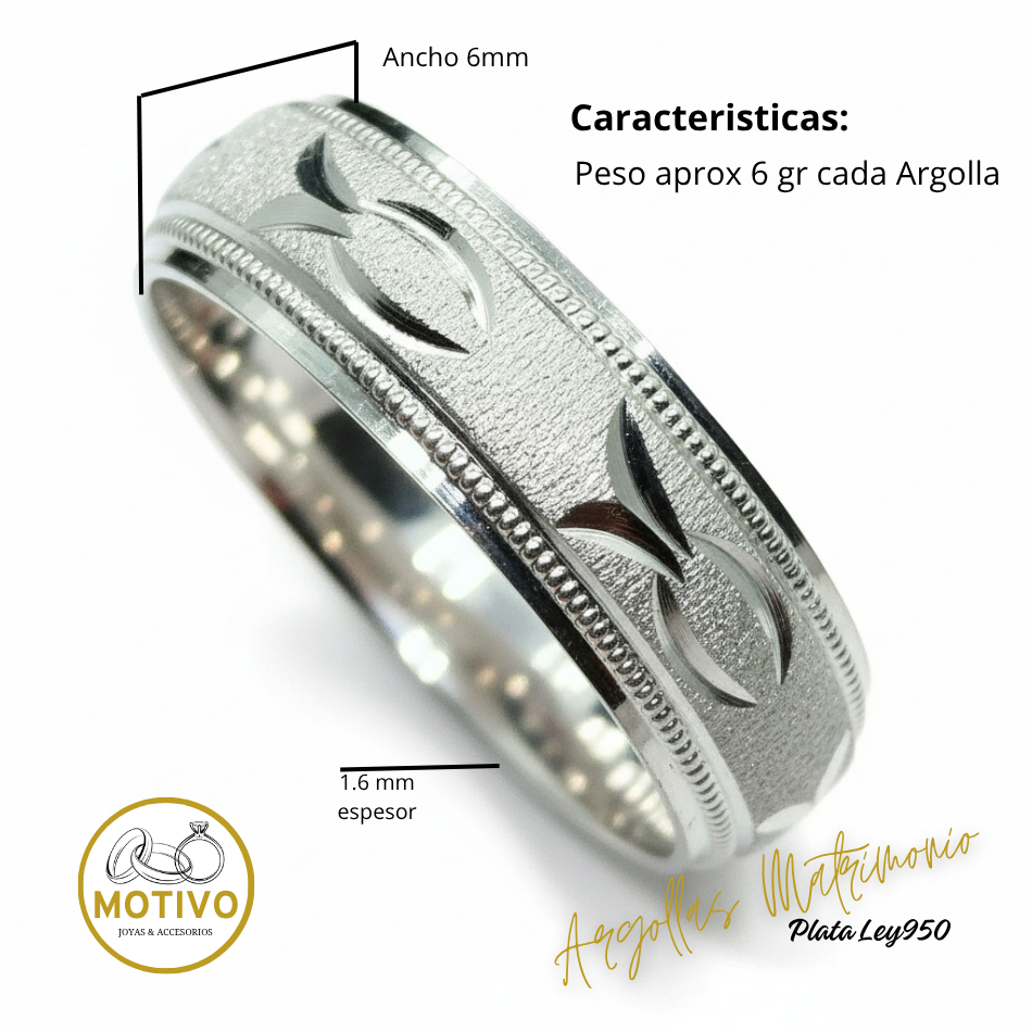 Argollas Matrimonio en Plata ley950 diseño Ictus 🐟