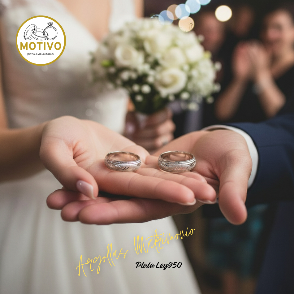 Argollas Matrimonio en Plata ley950 diseño Palma 🌴
