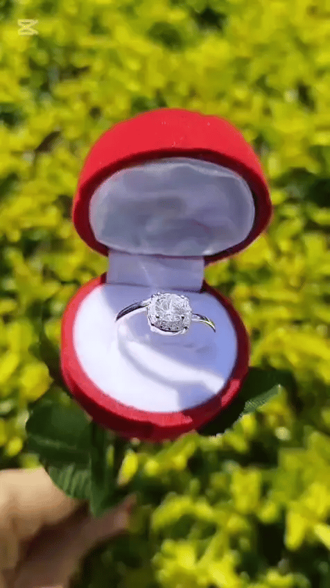 Anillo para compromiso en plata 925 con estuche en forma de rosa🌹 Ref A1