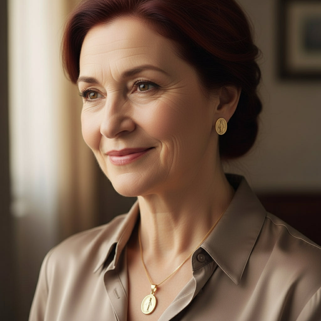 Set Virgen de la Milagrosa Oro laminado 18K🙏